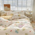 thumbnail image 3 of Lindos juegos de cama con edredón para el hogar, funda nórdica de algodón lavado, juego de sábanas planas, cama tamaño queen, king size para niñas y parejas, 3 of 6