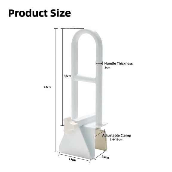 Yuanlin， Bathtub Grab Bar Safety Rail，White Handle，Height adjustable，6.6 lbs