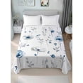 thumbnail image 2 of Full Size Flat Sheet Only, Blue Floral Spring Soft Brushed Microfiber Bed Sheets, Farmhouse Poppy Botanical Hotel Quality Breathable Bedding Top Sheet, Easy Care, 81"x96", 2 of 9
