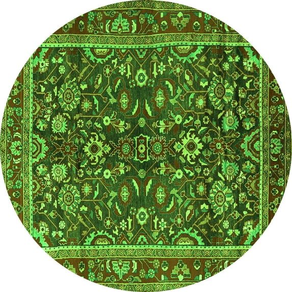 Ahgly Company Indoor Round Persian Green Traditional Area Rugs, 8' Round