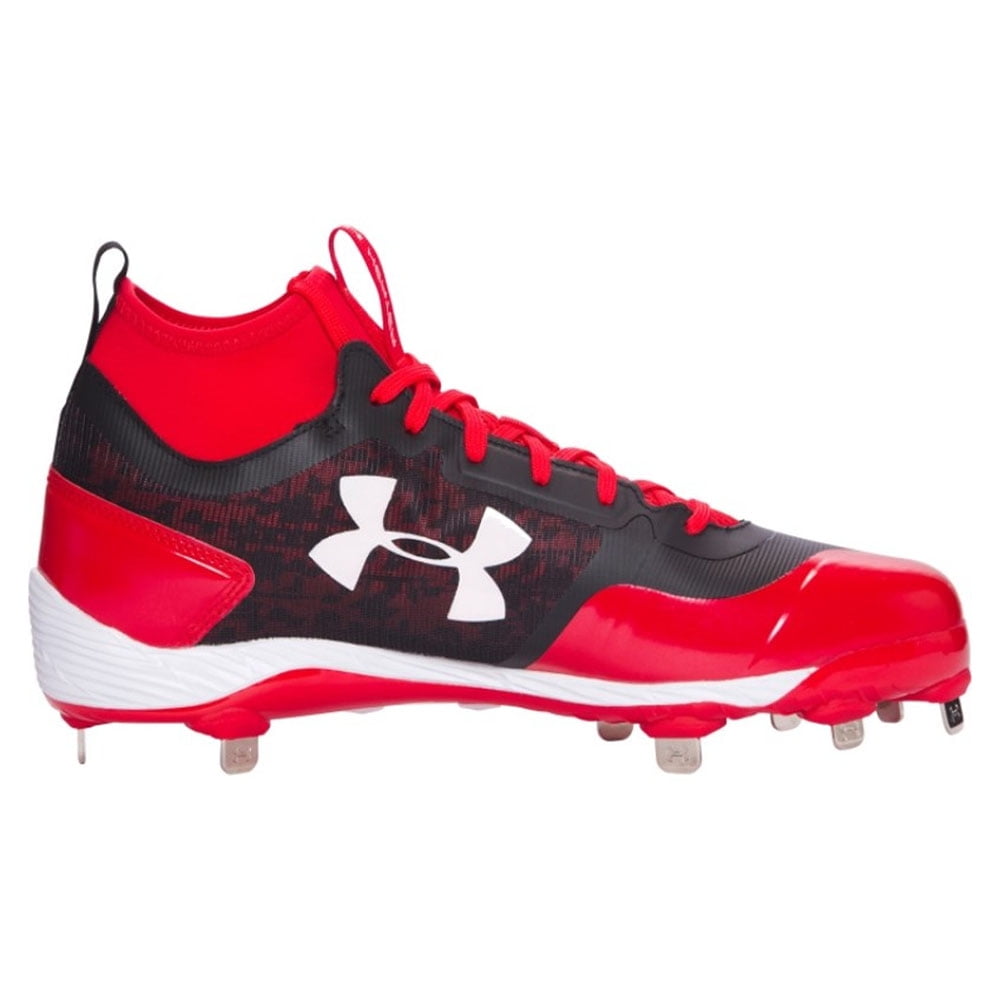 red and black under armour baseball cleats