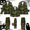 thumbnail image 2 of Leey-Word Matching Family Sleepwear Button Down Nightwear Sets 2 Pcs Pjs Long Sleeve Halloween Pajamas with pockets, 2 of 8