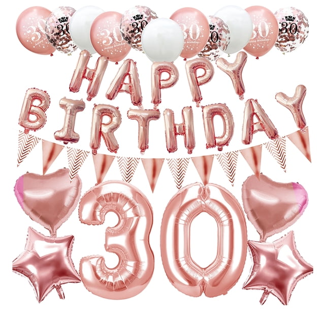1 juego de globos de cumpleaños de rosas con lentejuelas doradas, delicados globos con temática de cumpleaños, decoración para pared, puerta y ventana (estilo aleatorio).