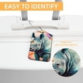 thumbnail image 3 of Abstract Rhinoceros Square PU Leather 2 Pack Travel Tag - Bag Tag - Suitcase Tag with Privacy Cover and Stainless Steel Ring - Suitable for Travel, Backpack, and Handbag, 3 of 7