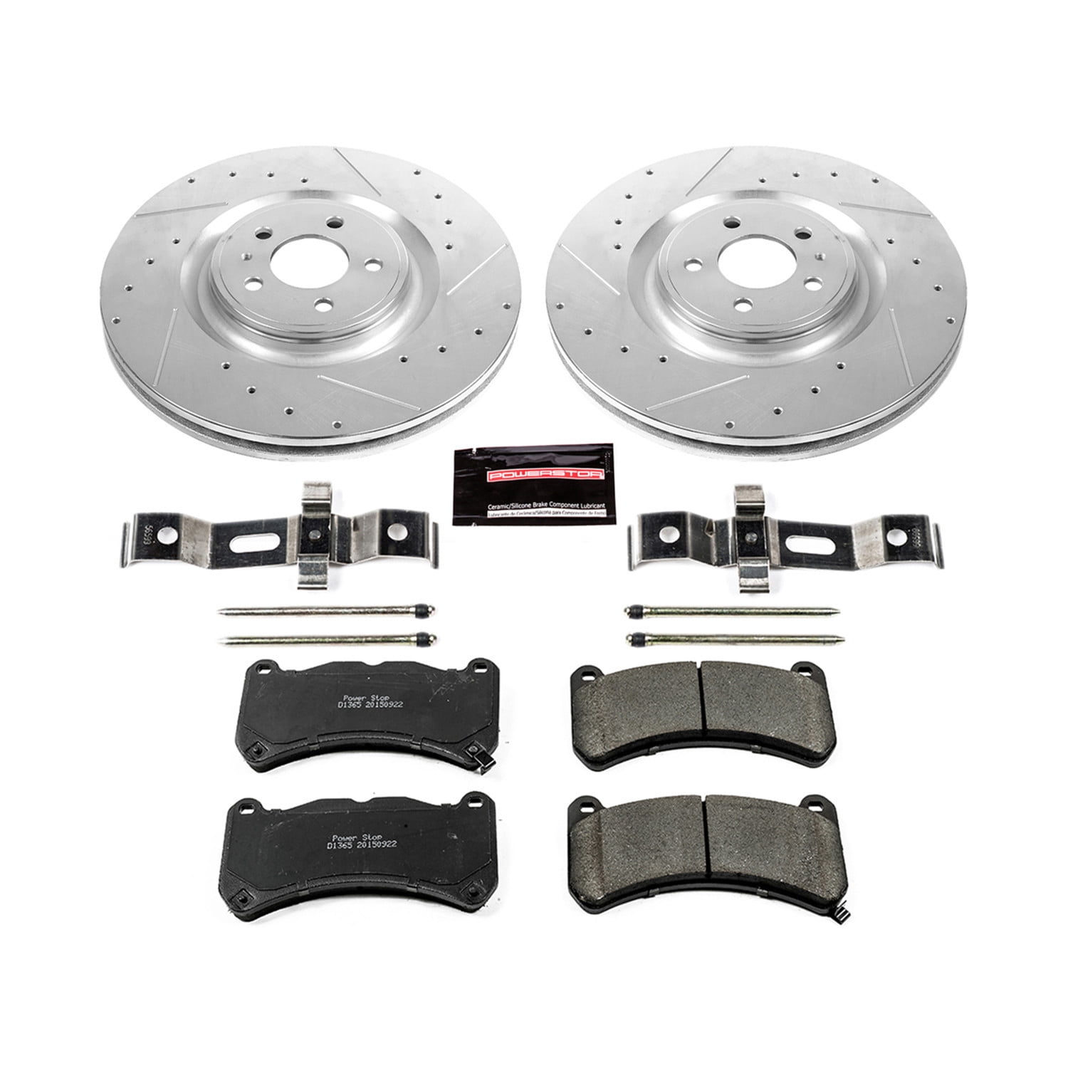 PowerStop Front Z23 Evolution Sport Carbon-Fiber Ceramic Brake Pad and Drilled & Slotted Rotor Kit Fits: FORD Select Models K6400