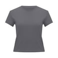 thumbnail image 4 of TAIAOJING Women's Soild Trendy Slim Short Sleeve Basic Sexy Slim Bottom T Shirt Top, 4 of 7
