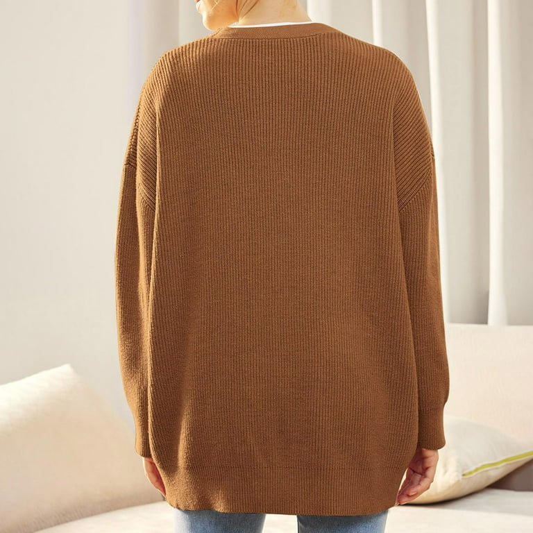 Women s Cardigan Sweater Oversized Button Lightweight V Neck Loose Outwear Open Front Knit Cardigan Walmart