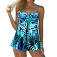 thumbnail image 1 of MIASHUI Women's Strapless Bandeau Tankini Top with Mesh Overlay Stylish Swimwear Bathing Suit Set Blue,S, 1 of 5