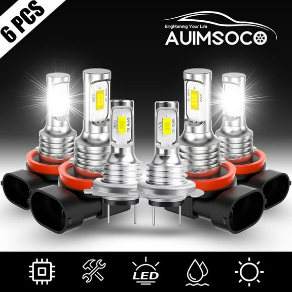 For Ford Fusion 2006-2016 White LED Headlights High&Low Beam Fog Light Bulbs 6X 300% Brighter Canbus Ready