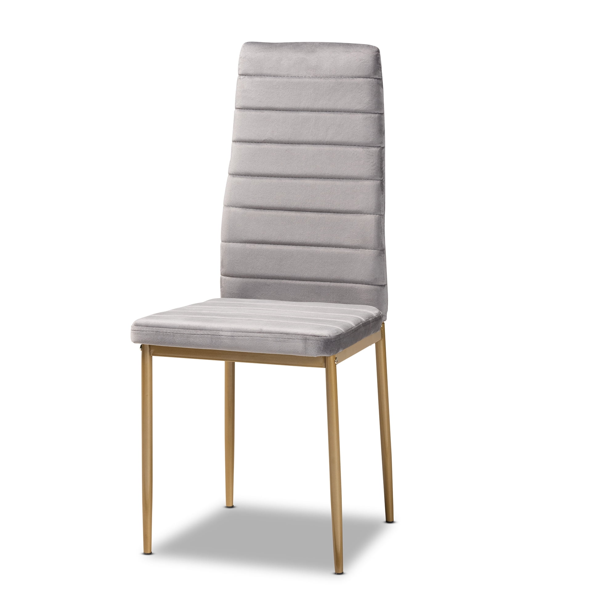 Baxton Studio Armand Dining Chair, Set of 4, Grey and Gold