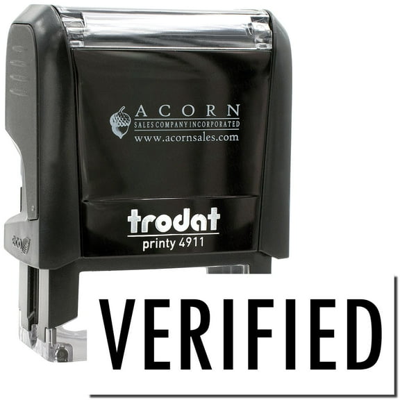 Self-Inking Verified Stamp, Trodat Printy 4911, Press and Print Stamping, Impression Size 5/8" x 1-1/2", Up to 10,000 Impressions - Black Ink