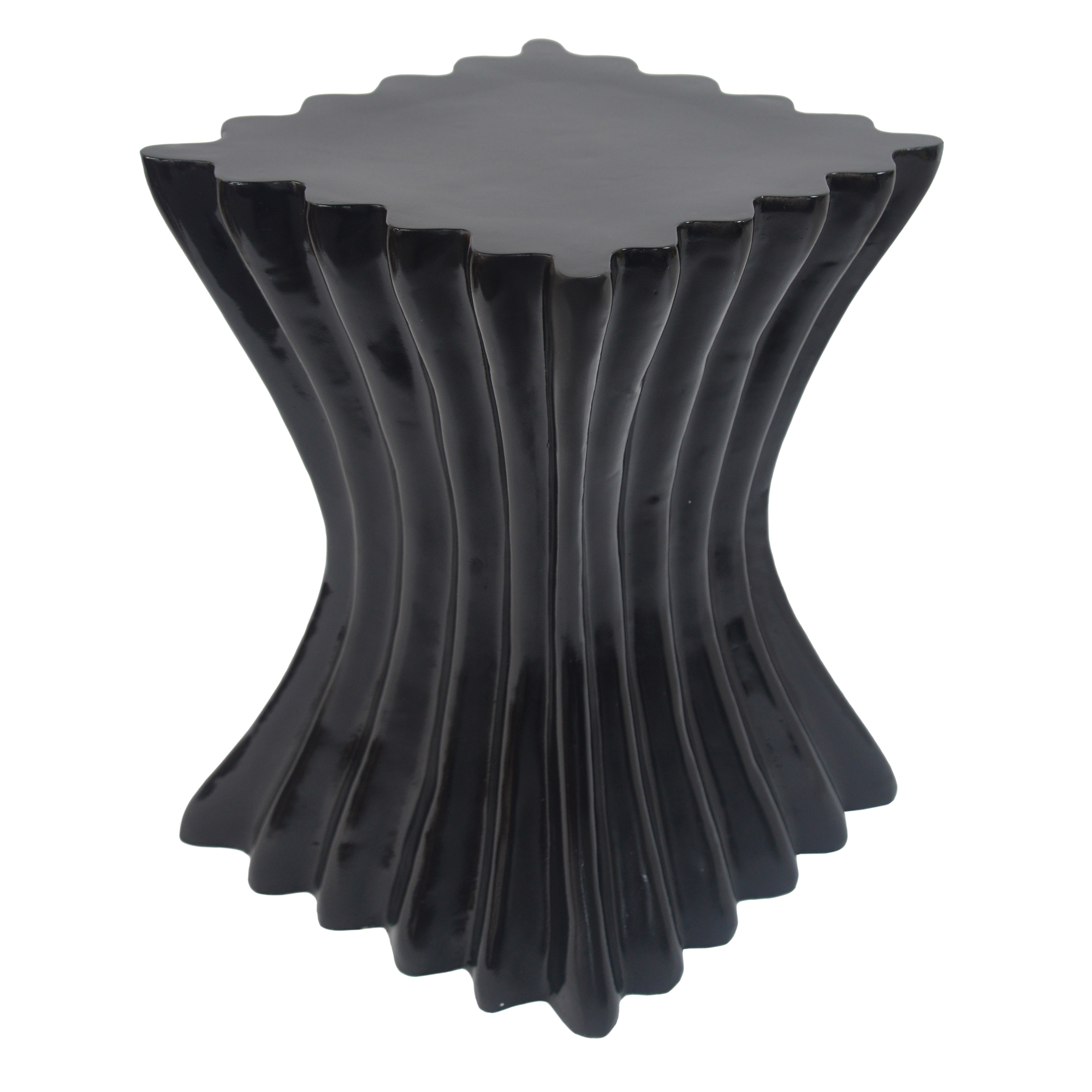 Wave Design Side Table, Outdoor Lightweight Concrete End Table for Patio Balcony Garden, Black