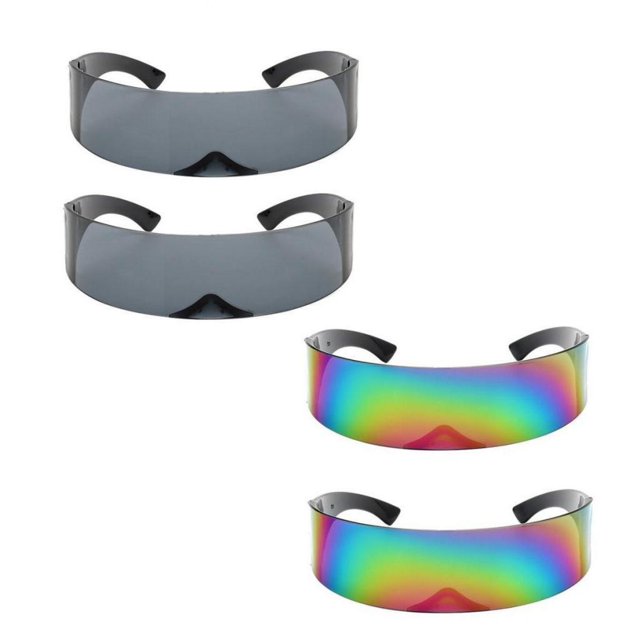 4 Gafas de Visera Envolvente , Gafas de terre Estrechas Robóticas, Accesorios para Fiestas Hugo Gafas de sol futuristas unisex