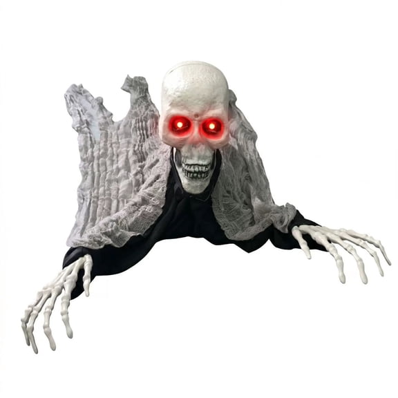 Voice Activated Crawling Skeleton Prop, Animated Halloween Decoration Zombie Groundbreaker with Creepy Sound and Flashing Eyes for Ghost HOUSE Props, Yard, Lawn, Patio, Graveyard Halloween Outside