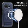 thumbnail image 4 of Magnetic for Google Pixel 9a PU Leather Case, Compatible with Magsafe, Built-in Invisible Stand, Premium Ultra Slim Adjustable Kickstand Protective Phone Case for Google Pixel 9a, Blue, 4 of 7