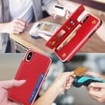 thumbnail image 6 of iPhone Xs/iPhone X Luxury PU Leather Wallet Case with Card Holder,2 Magnetic Clasp,Card Cash Slots,Stand Function Flip Wrist Lanyard Strap Back Case for iPhone X/iPhone Xs 5.8",Red, 6 of 17