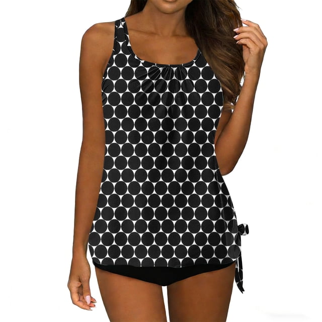Camisetas de Mujer Vestido Casual sin Mangas Floral Estampado Túnica con Empuje Acolchado Traje de Baño Set de Blusa para las Mujeres Vestido Tops Y Blusas