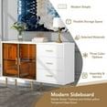 thumbnail image 4 of Modern Sideboard MDF Buffet Cabinet Marble Sticker Tabletop and Amber-yellow Tempered Glass Doors with Gold Metal Legs & Handles (White), 4 of 9