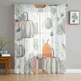 Autumn Pumpkin Leaves Sheer Curtain for Living Room Voile for Window