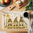thumbnail image 2 of Yellow Bees Gnomes Placemats Set of 4 Spring Floral Branches Pastoral Place Mats Indoor Wipeable Table Mats Washable Cloth Dining Table Placemats for Kitchen Holiday Party Home Decor 13x19 Inch, 2 of 9
