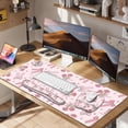 thumbnail image 6 of Pink Mouse Pad with Wrist Support 4 in1 Set, XXL Big Game Mousepad + Keyboard Wrist Rest + Mouse Wrist Rest Pad +Coaster Gaming Mat for Home Office Work Computer Laptop PC I Sweet Rose & Heart Bow, 6 of 15