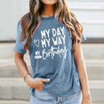thumbnail image 2 of JAKANYQ T-Shirts pour Femmes Mode Décontractée Imprimé Lettre Col Rond Manches Courtes T-shirt Classique, 2 of 4