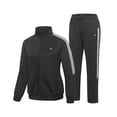 thumbnail image 2 of Women's 2Pc Full Zip Tracksuit, 4 Way Stretch with Reflective Stripes & Zipper Pockets for Golf Running Gym Black S, 2 of 9