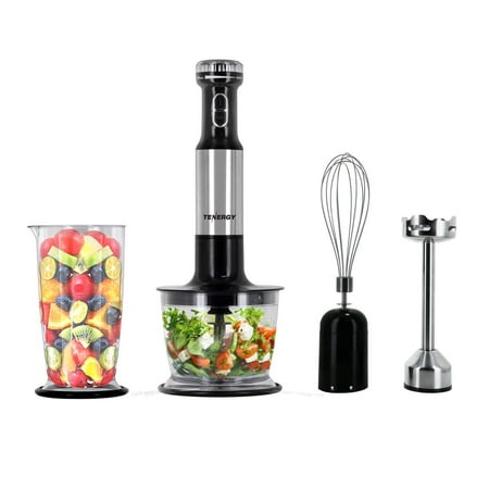 Tenergy Immersion Blender, 200W Multi-Speed Food Mixer Set with Stainless Steel Hand Blender, Chopper, Whisk, Beaker Attachment for Soup, Sauce, Baby Food, Purée and (Best Small Blender For Baby Food)