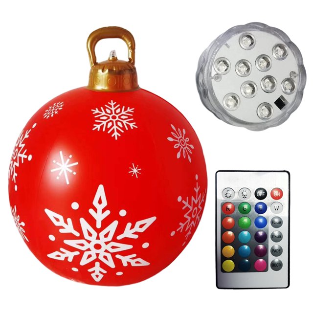 Bola inflable navideña de 60cm brillo de PVC con accesorios ligeros para fiestas suministros festivos