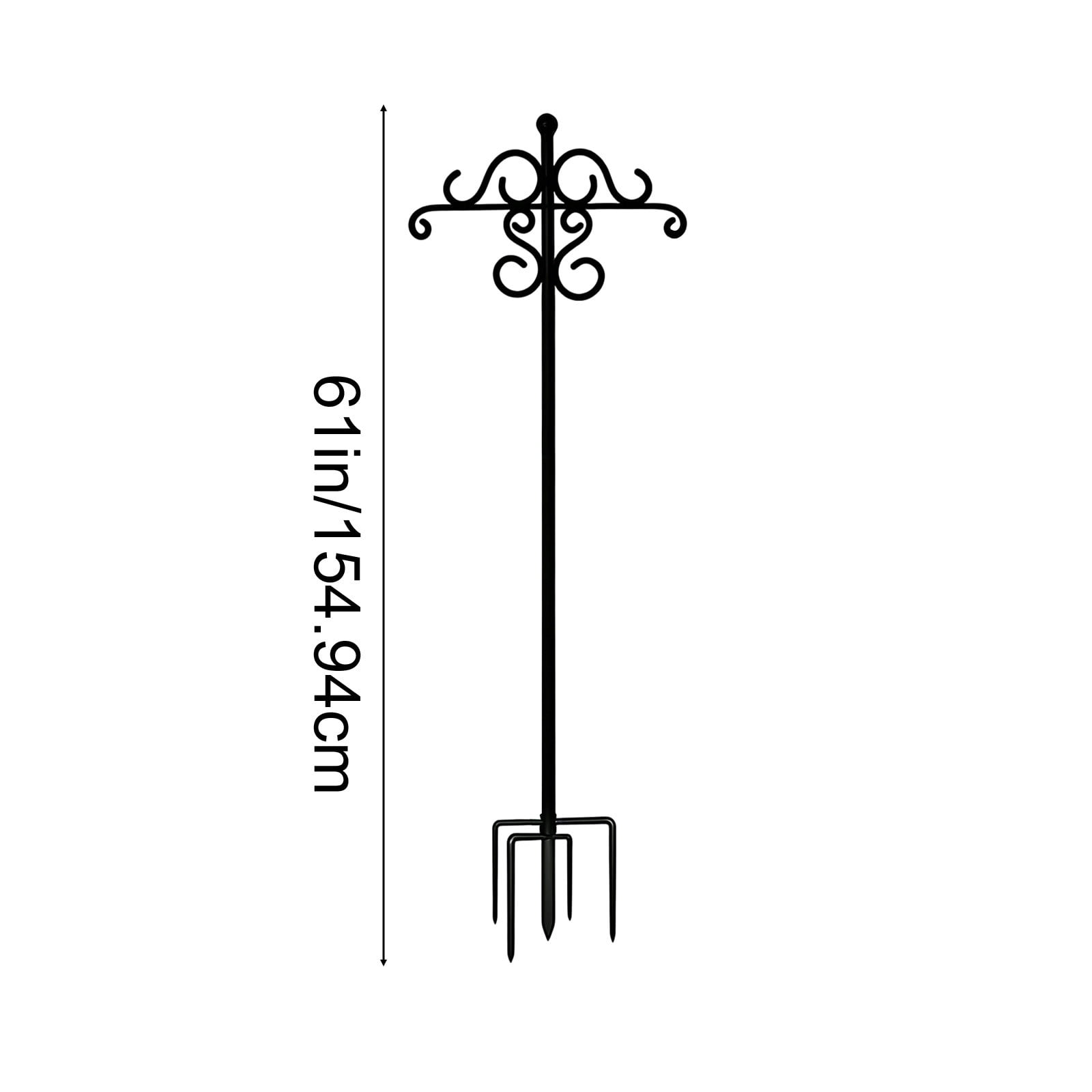 KUKIDSVO 61in Heavy Duty Shepherd Hook, Black Iron Garden Stake with Ornate Scrollwork for Hanging Plants Lanterns Bird Feeders Outdoor Yard Decor