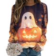 thumbnail image 2 of Towmus Halloween Shirts for Women Sweatshirt Cute Doll Graphic Pullover Tops Funny Novelty Pumpkin Print Crewneck Sweatshirts, 2 of 6