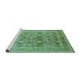 thumbnail image 2 of Ahgly Company Machine Washable Indoor Square Oriental Turquoise Blue Industrial Area Rugs, 6' Square, 2 of 4