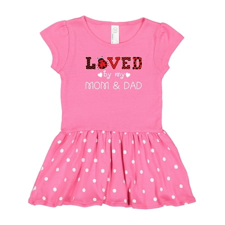 

Inktastic Loved by My Mom and Dad- Cute Ladybug Gift Toddler Girl Dress
