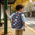 thumbnail image 5 of Football and Basketball Navy Pattern 17" School Backpacks for Teens,Waterproof Oxford Fabric,S-Shape Padded Straps for School,Travel,Hiking,Camping, 5 of 5