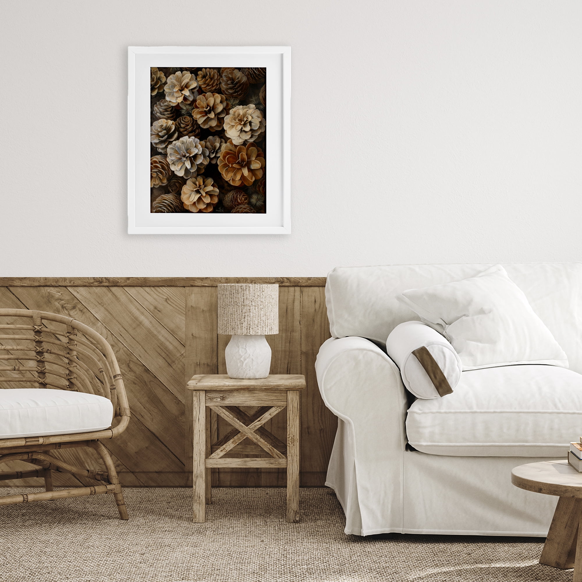 Stupell Industries Pinecone Arrangement Rustic Botanicals White Framed Print Under Glass, design by Creative Studio
