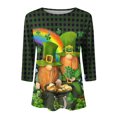 thumbnail image 4 of Birdeem T-Shirt Imprimé de la Saint-Patrick pour Femmes, Blouse à Manches 3/4, Col Rond, Hauts Décontractés, 4 of 4
