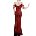 thumbnail image 6 of 1920s Tassels Sequins Maxi Dress for Women Sexy Off the Shoulder Gatsby Formal Party Evening Prom Gowns, 6 of 6