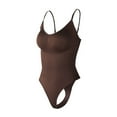 thumbnail image 4 of Viluyesy Womens Thong Shapewear, Tight Fit Scoop Neck Backless Everyday Seamless Sculpting Bodysuit Brown L, 4 of 4