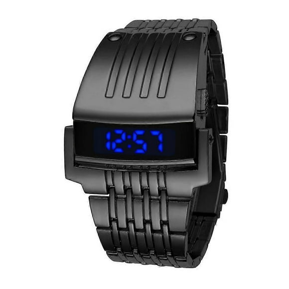 Unique Iron Man Watch Stainless Steel Digital LED Luxury Military Sports Watches Fashion Toppmärke a New men's watch black-blue-light