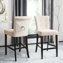 SAFAVIEH Taylor 29.5 in. H Modern Bar Stool with Ring, Beige, Set of 2