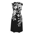 thumbnail image 4 of LEKWK Casual Dresses for Women Sleeveless Crew Neck A Line Dress Pleated Summer Dress Floral Print Midi Gown Wedding Guest Wear, 4 of 6