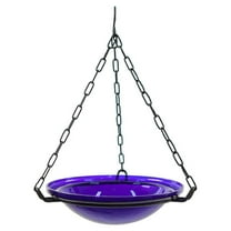 BBH-02CB FBA_BBH-02CB 12 inch Glass Hanging birdbath, Cobalt Blue