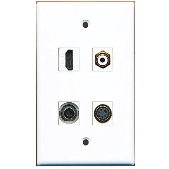 RiteAV - 1 Port HDMI 1 Port RCA White 1 Port S-Video 1 Port 3.5mm Wall Plate