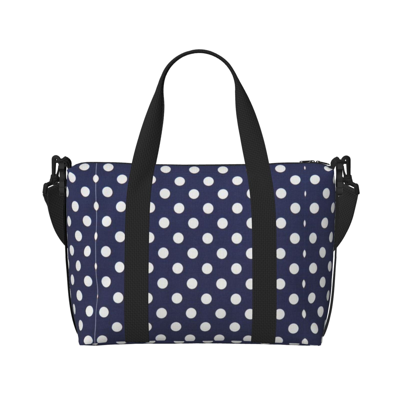 Travel Duffel Bag Polka Dot Navy Pattern Sports Tote Gym Carry On Bag Overnight Crossbody Bag For Women Men
