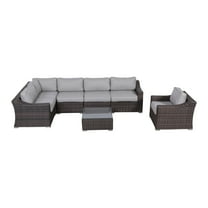 Living Source International LSI Wicker/Rattan 5 - Person Seating Group with Cushions Espresso 5