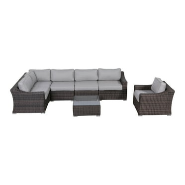 Living Source International LSI Wicker/Rattan 5 - Person Seating Group with Cushions Espresso 5
