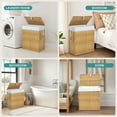 thumbnail image 4 of 110L Foldable Laundry Hamper with Lid and Removable Liner, Wicker Basket for Bedroom & Bathroom, Yellow, 4 of 7
