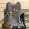 thumbnail image 2 of Camiseta de Mujer Camiseta de Manga Corta Impresión Casual Raglan Suelto de Lino Top Blusas, Cuello de la Tripulación, 2 of 4