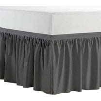 College Dorm Bedskirt, 32 Inch Drop 100% Microfiber Lightweight Ruffled, Twin-XL Size (39" x 80") Elastic Bed Skirt - Dark Gray Solid