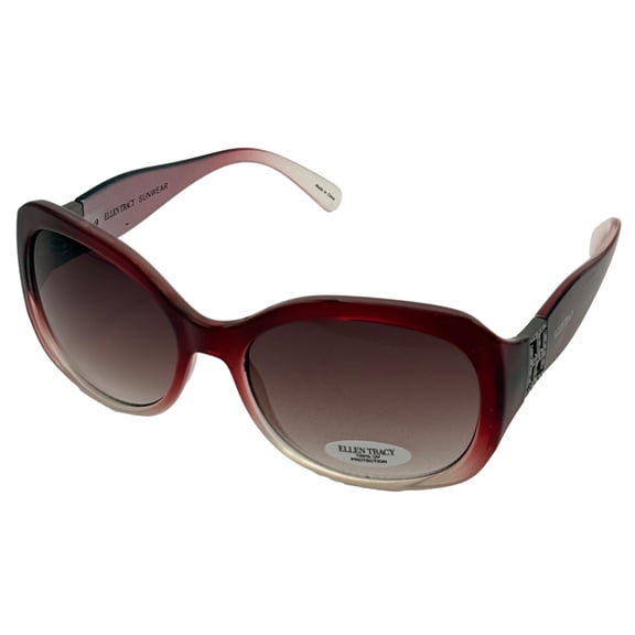 Ellen Tracy Womens Crystal Burgundy Plastic Rectangle Sunglass Gradient Lens 527 2